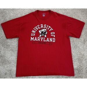 Maryland Terps T Shirt Russell Athletics Mens XL Red Arched Spellout Over Mascot